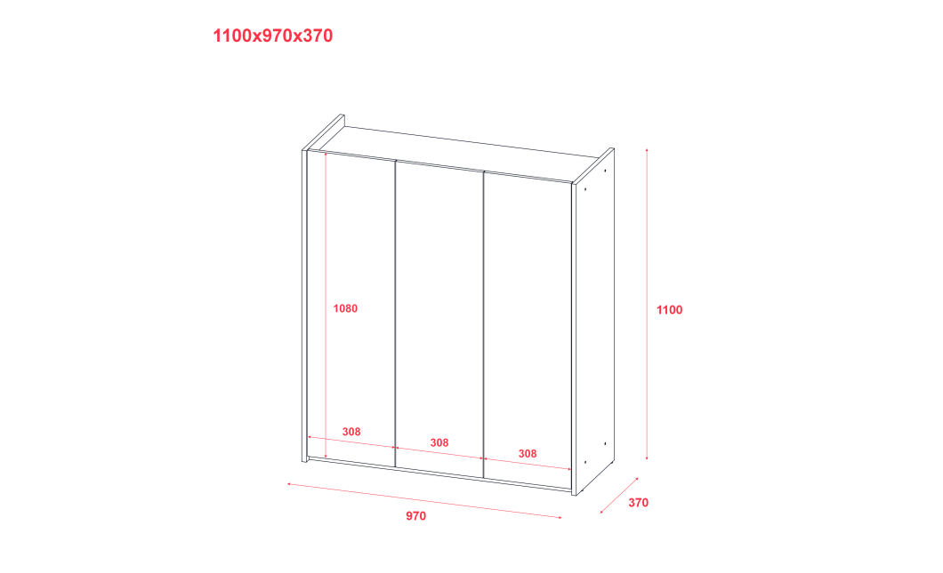 Botník se zrcadlem Doros Kassel Dub Evok 3 DTD 97×40×110 (42005500)