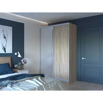 Šatní skříň Doros City Light Dub Sonoma 1 DTD / 1 zrcadlo 150×45×225 (42002037)