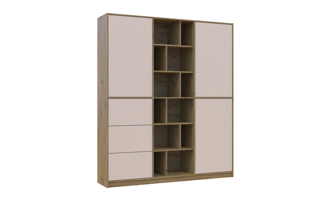Skříň na oblečení Doros Morgan Dub Artisan/Kašmír DTD /Zásuvky 180×40×210 (44900409)
