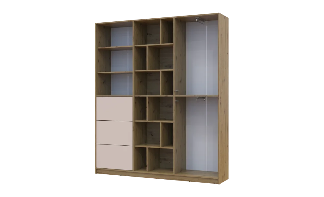 Skříň na oblečení Doros Morgan Dub Artisan/Kašmír DTD /Zásuvky 180×40×210 (44900409)