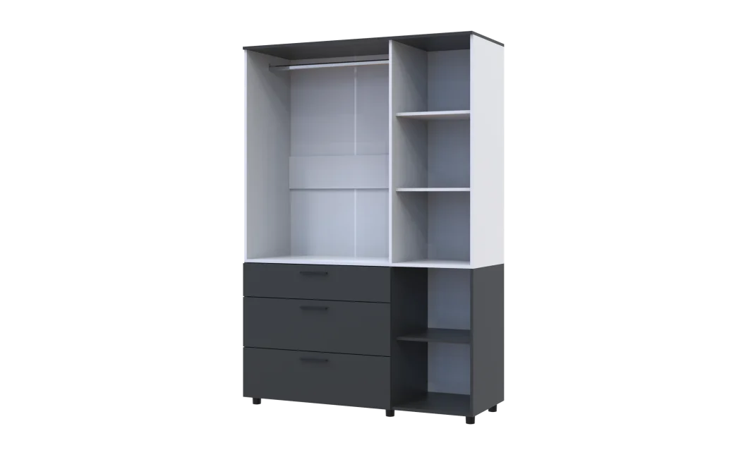 Skříň na oblečení Doros Thorn Antracit/Bílá 3 DTD/3Š tyč 135х51.6х200 (44900517)