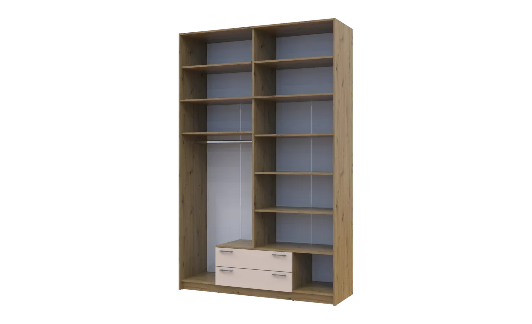 Šatní skříň Doros Rondy s vysokou antresolou a zrcadlem Dub Artisan/Kašmír 4 dvere 160×52×260 (42005197)