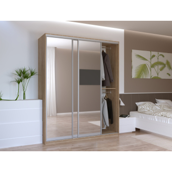 Šatní skříň Doros City Light Dub Sonoma 3 zrcadla 180×60×225 (42002057)