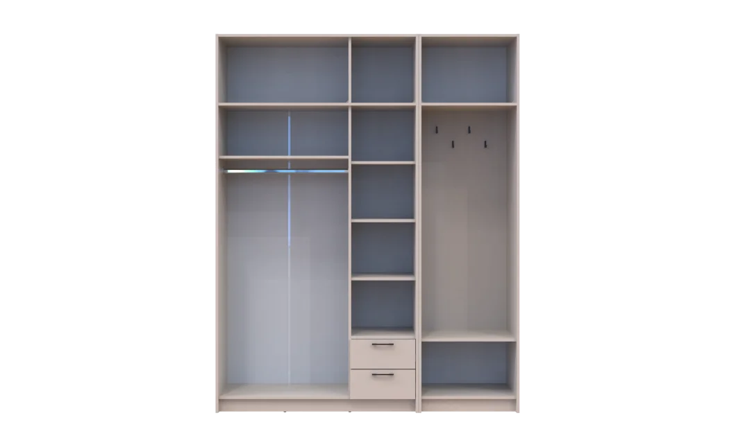 Šatní skříň Doros Rondi s věšákem, zrcadlem a nástavcem Kašmír 3 dvere 181x52x236 (42005404)