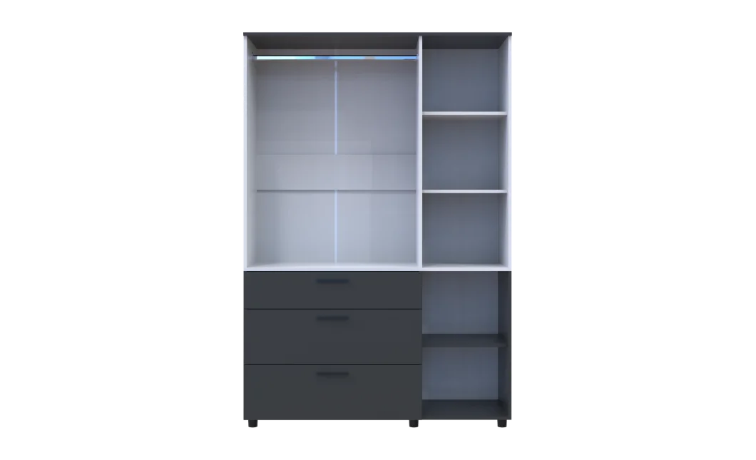 Skříň na oblečení Doros Thorn Antracit/Bílá 3 DTD/3Š tyč 135х51.6х200 (44900517)