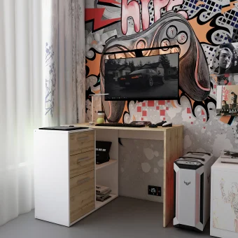 Kancelářský stůl Doros T8 Bílý/Dub Artisan 100 × 83 × 75 (41516060)