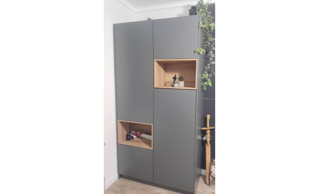 Skříň na oblečení s nikou Doros Dale Antracit/Dub Evok 2 dveře 115,2 × 52 × 220 (44900525)