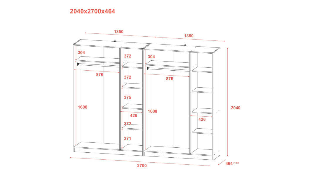 Sada Promo Šedá 3+3 dveře 270x48x204 (80737768)