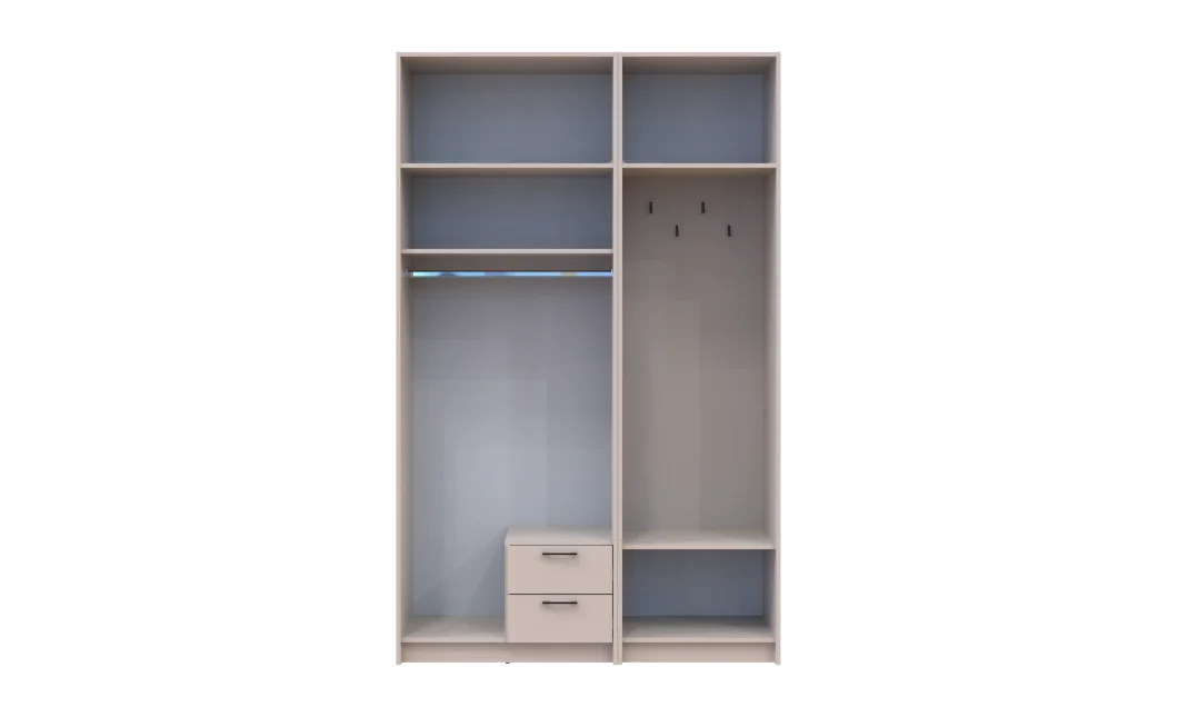 Šatní skříň Doros Rondi s věšákem, zrcadlem a nástavcem Kašmír 2 dvere 142x52x236 (42005403)