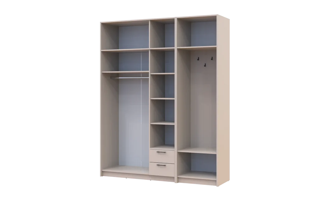 Šatní skříň Doros Rondi s věšákem, zrcadlem a nástavcem Kašmír 3 dvere 181x52x236 (42005404)