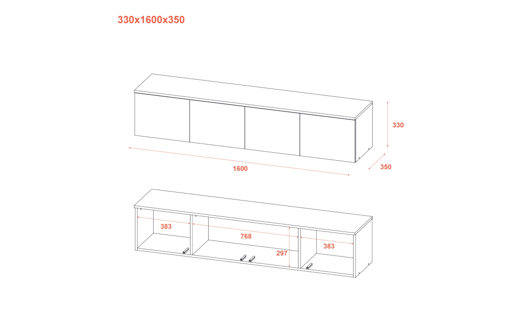 TV stolek Doros Levia Grafit 4 dveře 160x35x33 (41516088)