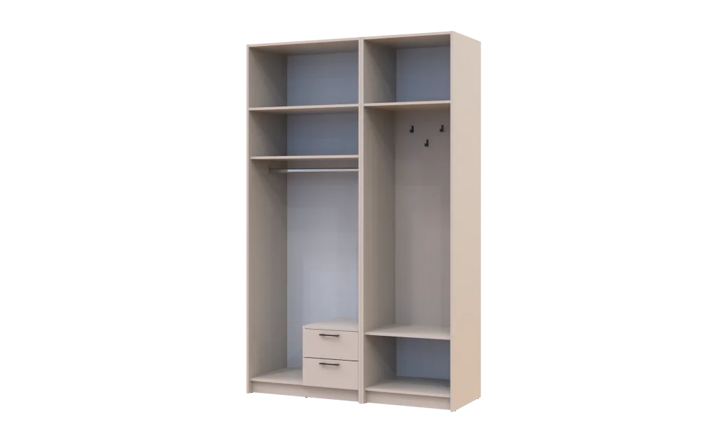 Šatní skříň Doros Rondi s věšákem, zrcadlem a nástavcem Kašmír 2 dvere 142x52x236 (42005403)