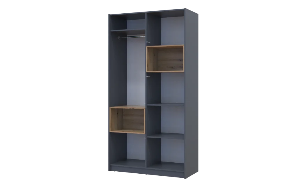 Skříň na oblečení s nikou Doros Dale Antracit/Dub Evok 2 dveře 115,2 × 52 × 220 (44900525)