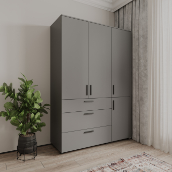 Skříň na oblečení Doros Thorn Antracit 3 DTD/3Š tyč 135х51.6х200 (44900493)