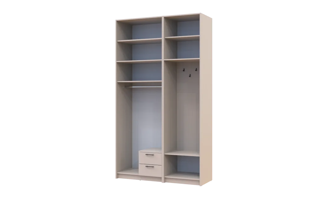 Šatní skříň Doros Rondi s věšákem, zrcadlem a vysokým nástavcem Kašmír 2 dvere 142x52x260 (42005406)