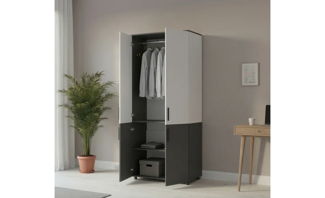 Skříň na oblečení Doros Thorn Antracit/Bílá 2 DTD tyč 90х51.6х200 (44900467)