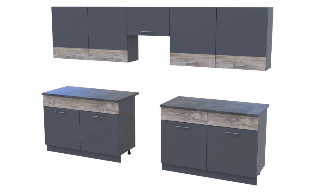 Kuchyně Lea Doros 3 m Grafit/Klondike DTD 300×60×250 (81000012)