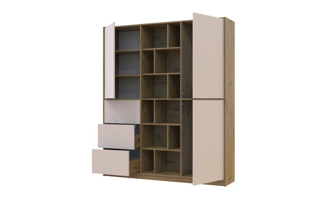 Skříň na oblečení Doros Morgan Dub Artisan/Kašmír DTD /Zásuvky 180×40×210 (44900409)