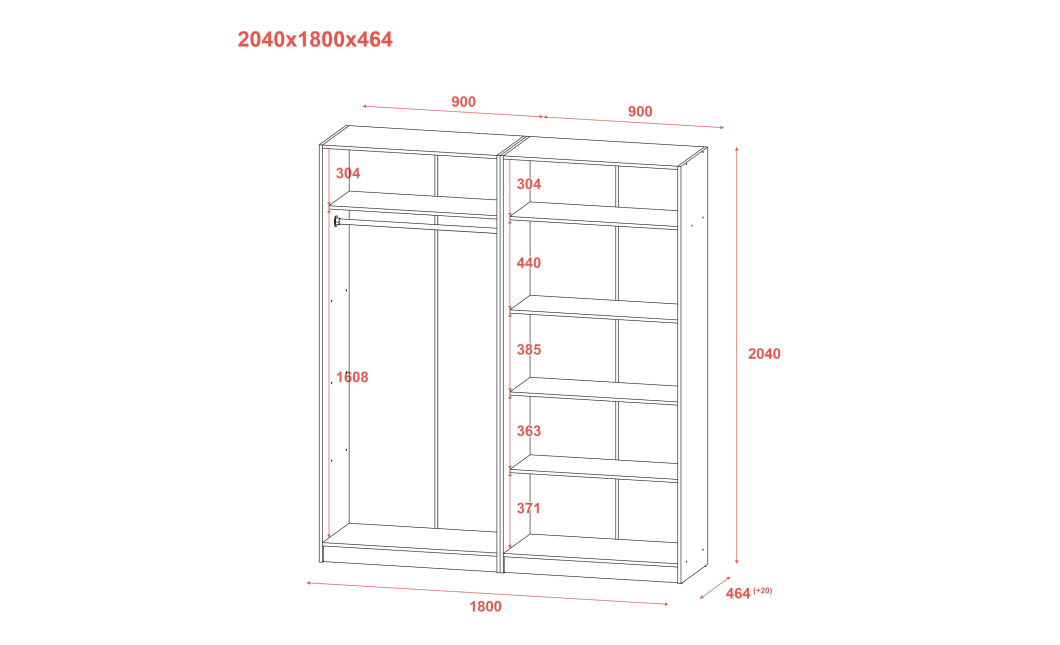 Set Doros Promo s policemi Dub Sonoma 2+2 dveře 180×48×204 (44900287)