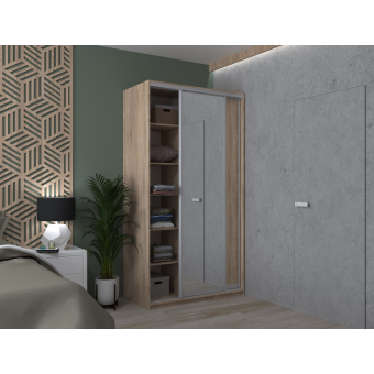 Šatní skříň Doros City Light Dub Sonoma 1 DTD / 1 zrcadlo 120×45×225 (42002033)