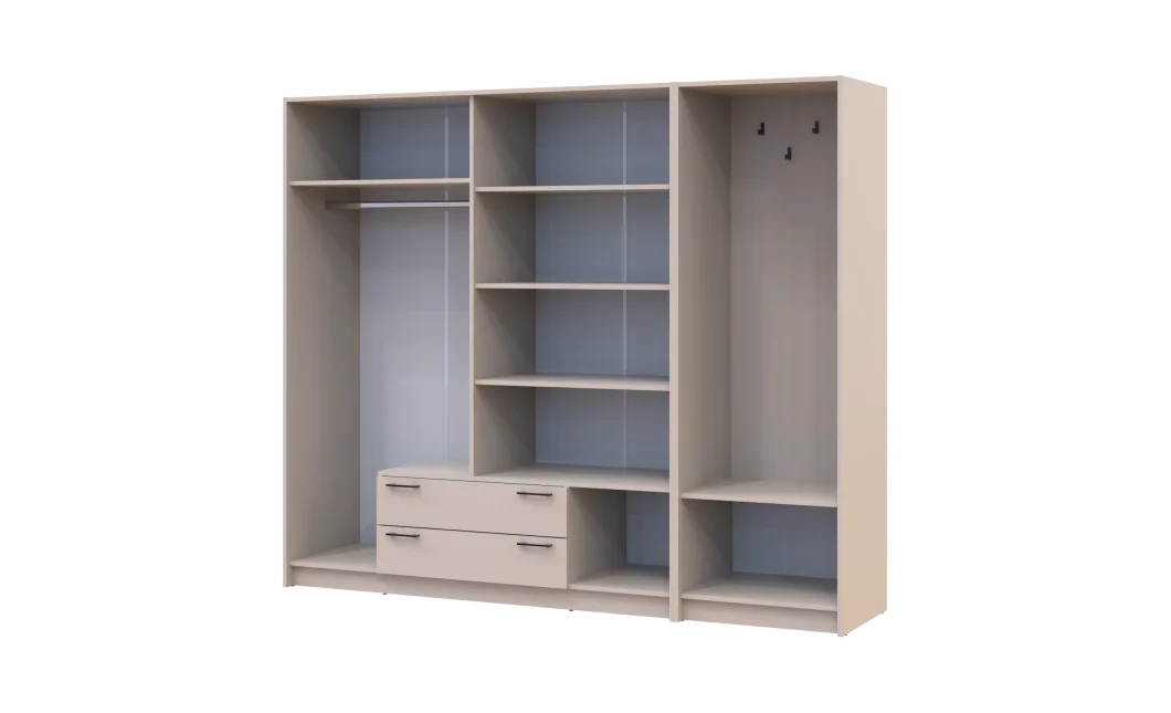 Šatní skříň Doros Rondi s věšákem a zrcadlem Kašmír 4 dvere 220x52x195 (42005402)