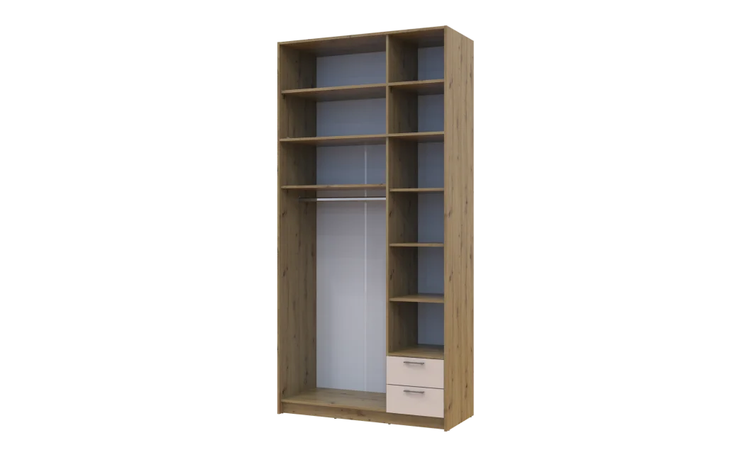 Šatní skříň Doros Rondy s vysokou antresolou a zrcadlem Dub Artisan/Kašmír 3 dvere 121×52×260 (42005196)