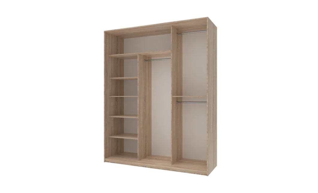 Šatní skříň Doros City Light Dub Sonoma 2 DTD / 1 zrcadlo 180×60×225 (41070010)