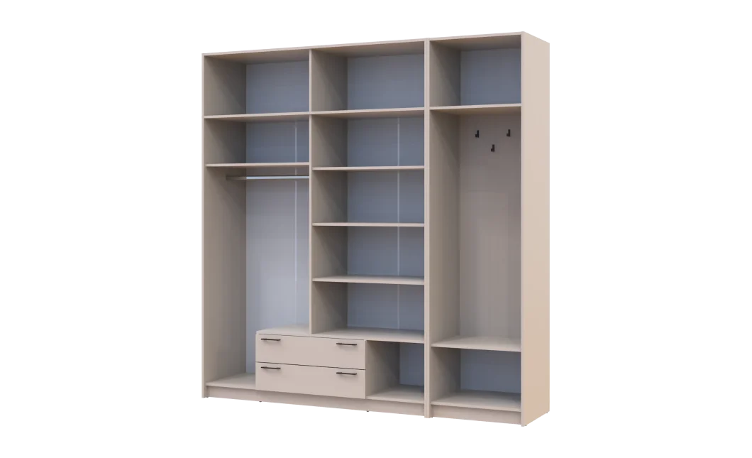 Šatní skříň Doros Rondi s věšákem, zrcadlem a nástavcem Kašmír 4 dvere 220x52x236 (42005405)