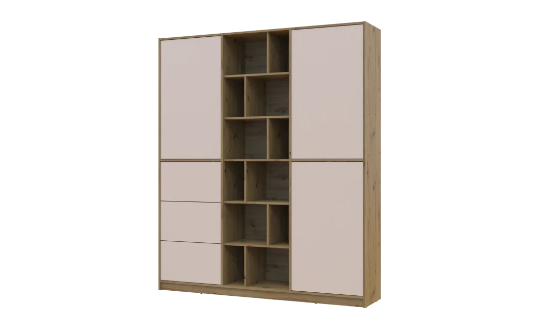 Skříň na oblečení Doros Morgan Dub Artisan/Kašmír DTD /Zásuvky 180×40×210 (44900409)