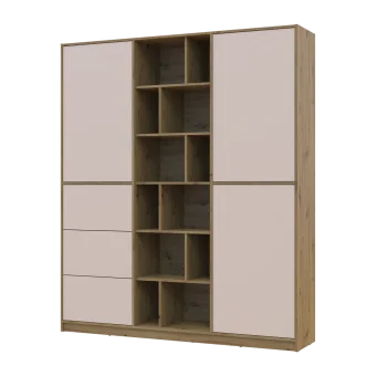 Skříň na oblečení Doros Morgan Dub Artisan/Kašmír DTD /Zásuvky 180×40×210 (44900409)