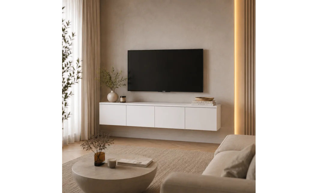 TV stolek Doros Levia Bílý 4 dveře 160x35x33 (41516091)