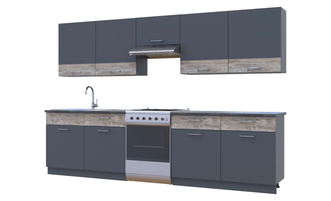 Kuchyně Lea Doros 3 m Grafit/Klondike DTD 300×60×250 (81000012)