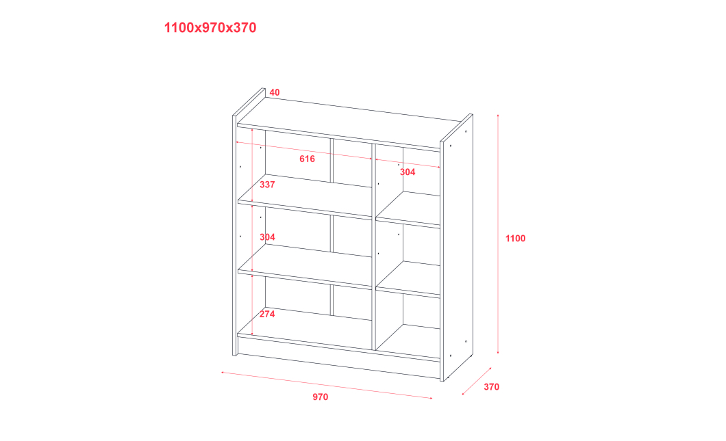 Botník Doros Kassel Dub Evok 3 dveře 97×40×110 (41516210)