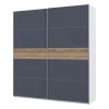 Šatní skříň Doros G-Caiser Bílá / Grafit vložka Dub Evok 2 DTD / 5 části 220×60×240 (44900282)