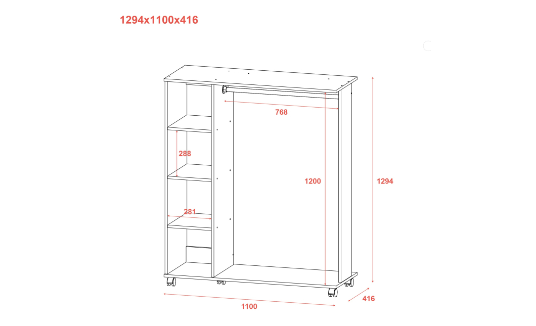 Věšák na šatníky Doros D1 Bílý 110×41,6×129,4 (41510078)