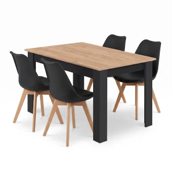 Jedálenský set: stôl NP 120x80 Craft / čierny + 4 stoličky MARK čierne (100408194)