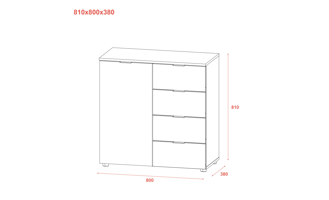 Komoda Doros Ron 1 1 dveře 4 zásuvky Bílý 80 × 38 × 81 (41516005)