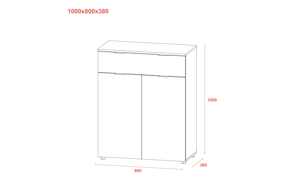 Komoda Doros Ron 2 2 dveře 1 zásuvka Kašmír 80 × 38 × 100 (41516044)