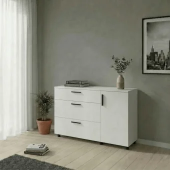 Komoda Doros Thorn Bílá 3Š/1D 135×51,6×80 (41510181)