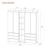Set Doros Gelar s regálem Dub Sonoma 2+2 dveře 193,2 × 49,5 × 203,4 (42005044)
