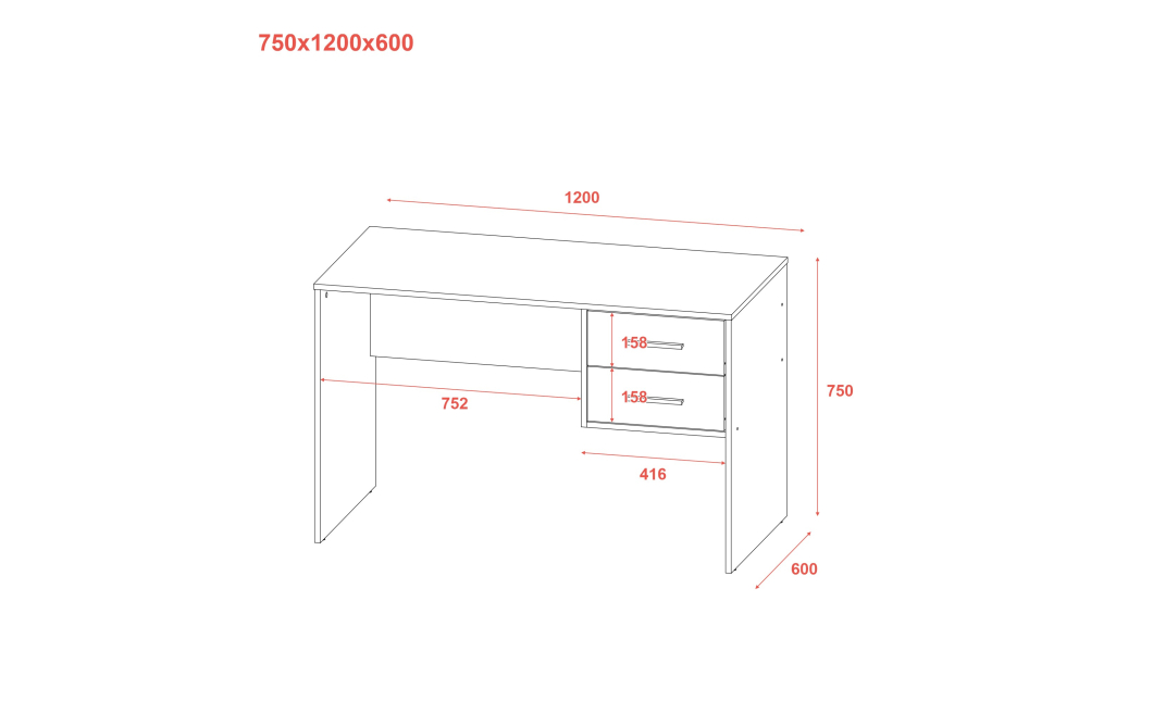Kancelářský stůl Doros T2 Dub Sonoma 120 × 60 × 75 (81339306)