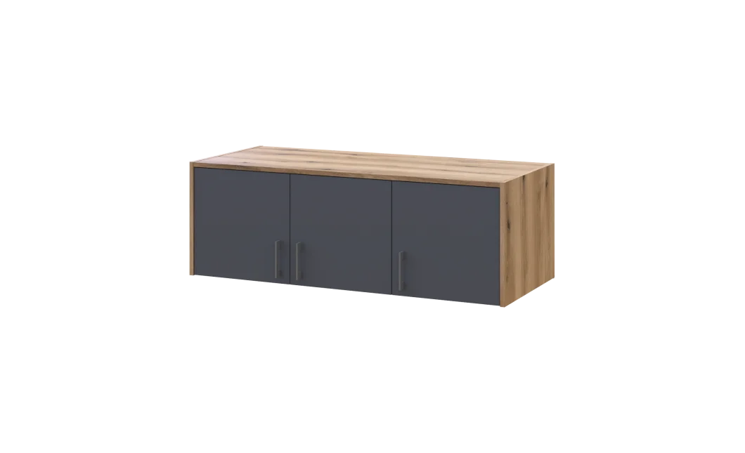 Šatní skříň Doros Rondy s nadstavcem a zrcadlem Dub Artisan/Graphit 3 dveře 121x52x236 (80737820)