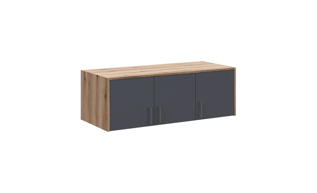 Šatní skříň Doros Rondy s nadstavcem a zrcadlem Dub Artisan/Graphit 3 dveře 121x52x236 (80737820)