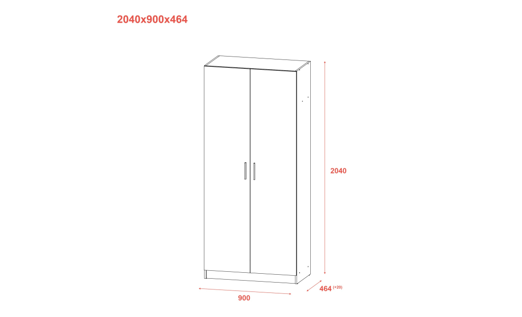 Skříň na oblečení Doros Promo s policemi Bílá 2 dveře 90×48×204 (42005100)