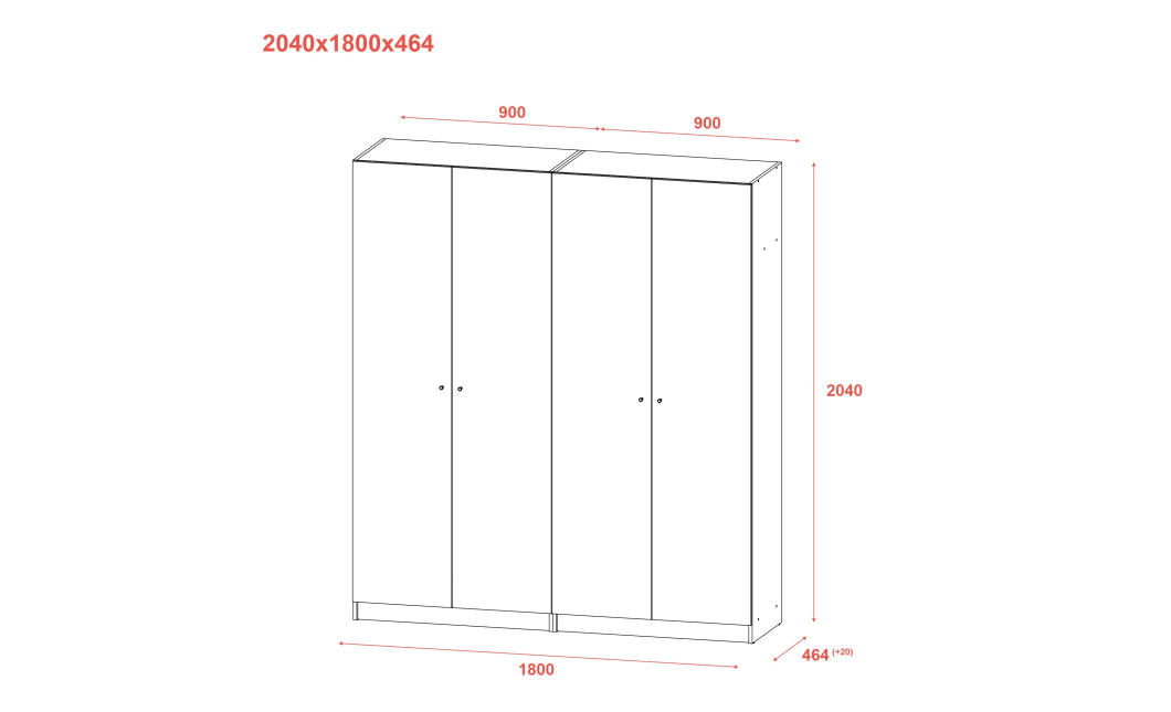 Skříň na oblečení Doros Promo Kašmír 2+2 dveře 180×48×204 (80737672)