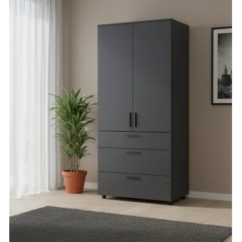 Skříň na oblečení Doros Thorn Antracit 2 DTD/3Š police 90х51.6х200 (44900446)