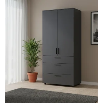 Skříň na oblečení Doros Thorn Antracit 2 DTD/3Š tyč 90х51.6х200 (44900445)