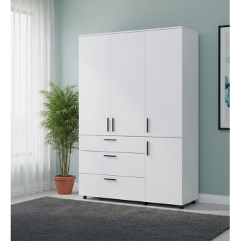 Skříň na oblečení Doros Thorn Bílá 3 DTD/3Š tyč 135х51.6х200 (44900485)