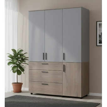 Skříň na oblečení Doros Thorn Cremona Cannolo/Šedá 3 DTD/3Š police 135х51.6х200 (44900506)