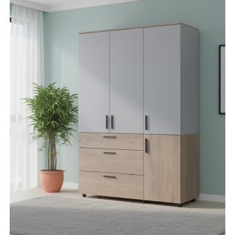 Skříň na oblečení Doros Thorn Cremona Cannolo/Šedá 3 DTD/3Š tyč 135х51.6х200 (44900505)